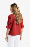 YAYA - Oversized fine knitted T-shirt in Scarlet Sage Red