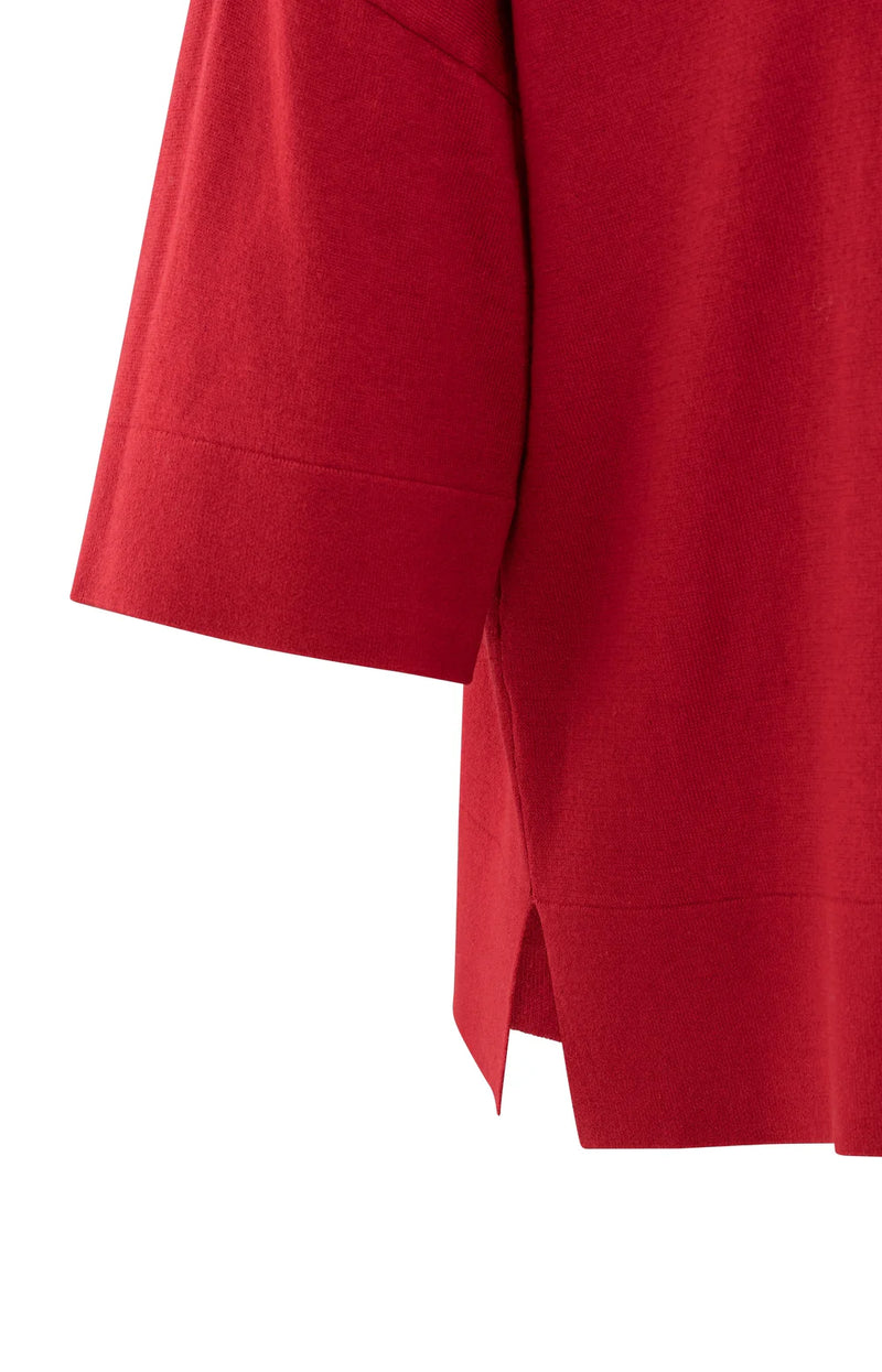 YAYA - Oversized fine knitted T-shirt in Scarlet Sage Red