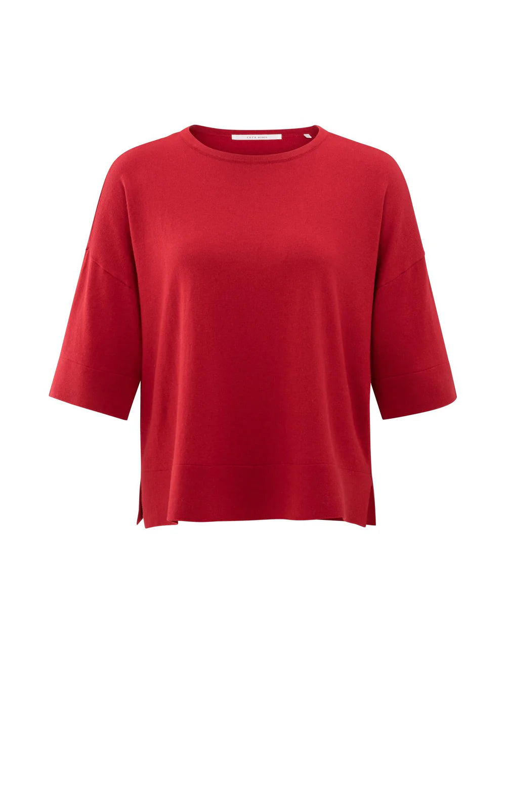 YAYA - Oversized fine knitted T-shirt in Scarlet Sage Red