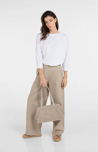 YAYA - Oversized Jersey Top with Cuffs in Pure White