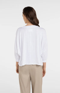 YAYA - Oversized Jersey Top with Cuffs in Pure White
