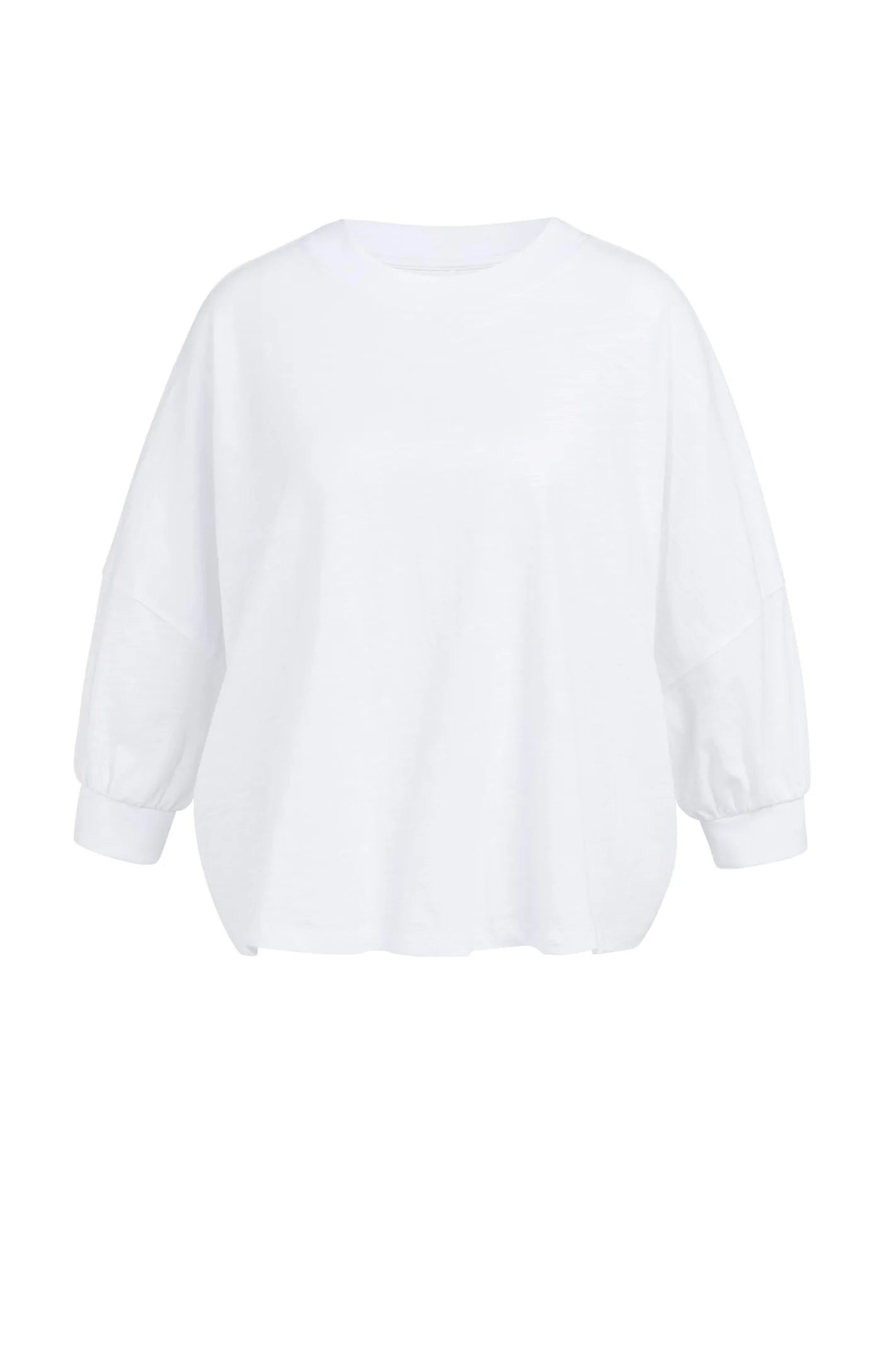 YAYA - Oversized Jersey Top with Cuffs in Pure White