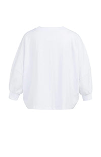 YAYA - Oversized Jersey Top with Cuffs in Pure White