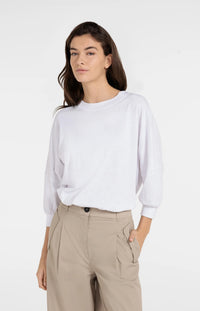 YAYA - Oversized Jersey Top with Cuffs in Pure White