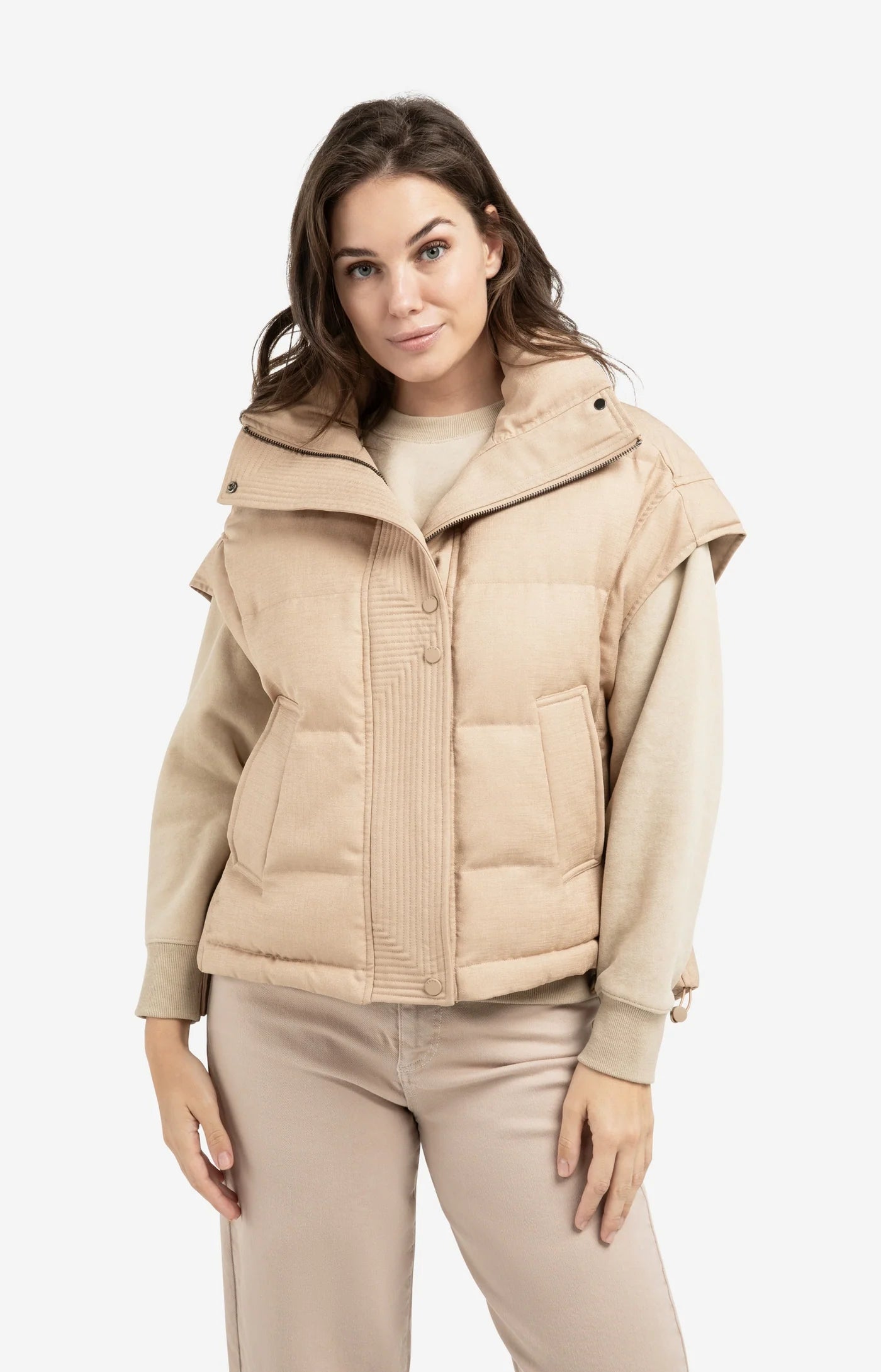 YAYA - Oversized Padded Bodywarmer with Collar in Gold