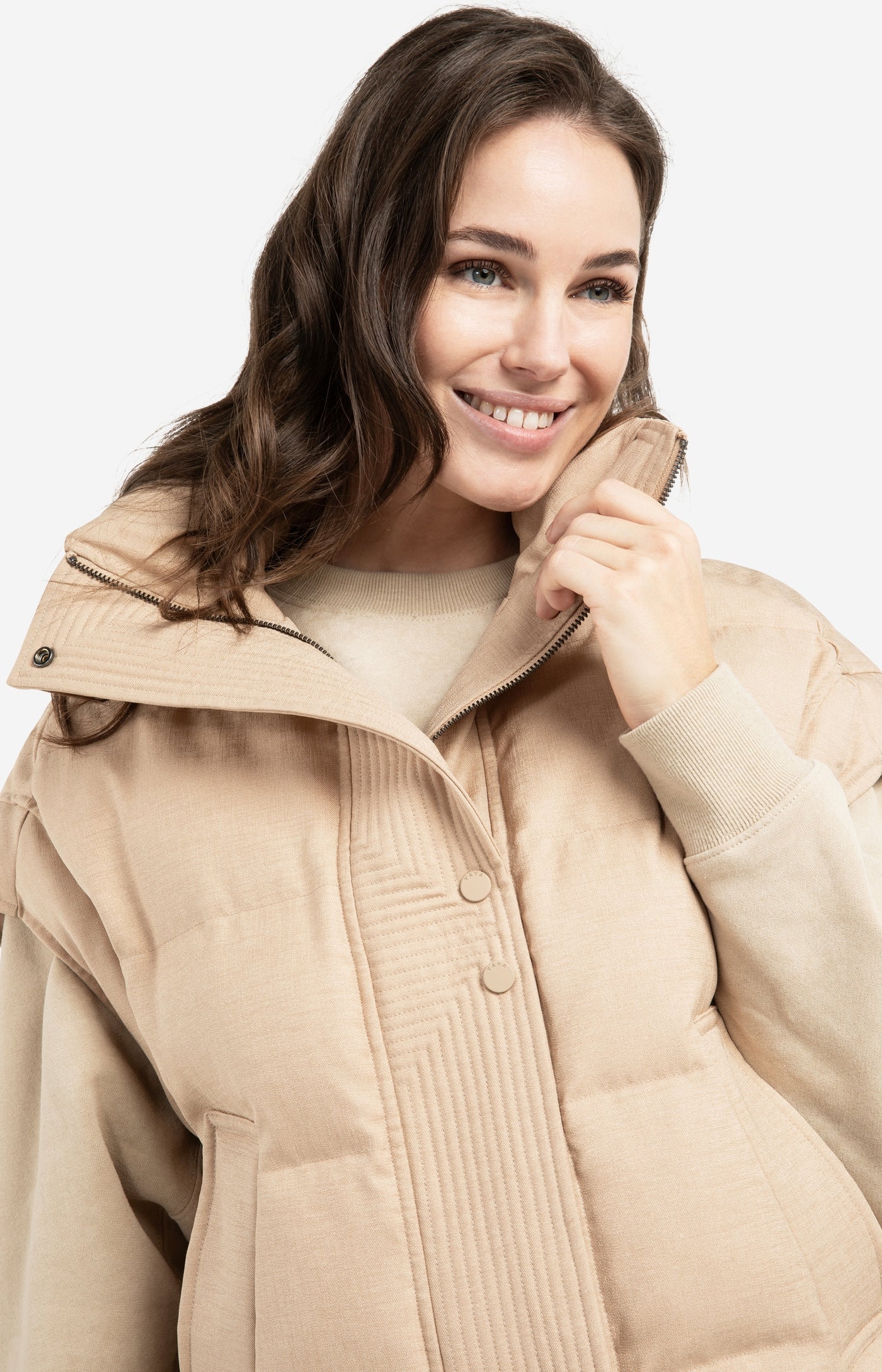 YAYA - Oversized Padded Bodywarmer with Collar in Gold