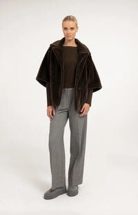 YAYA - Oversized Reversible Faux Fur Jacket in Delicioso Brown