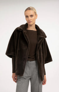 YAYA - Oversized Reversible Faux Fur Jacket in Delicioso Brown