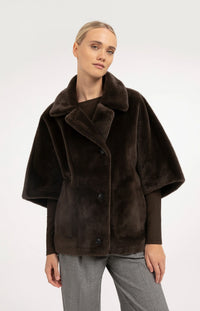 YAYA - Oversized Reversible Faux Fur Jacket in Delicioso Brown