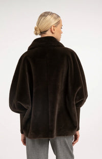 YAYA - Oversized Reversible Faux Fur Jacket in Delicioso Brown