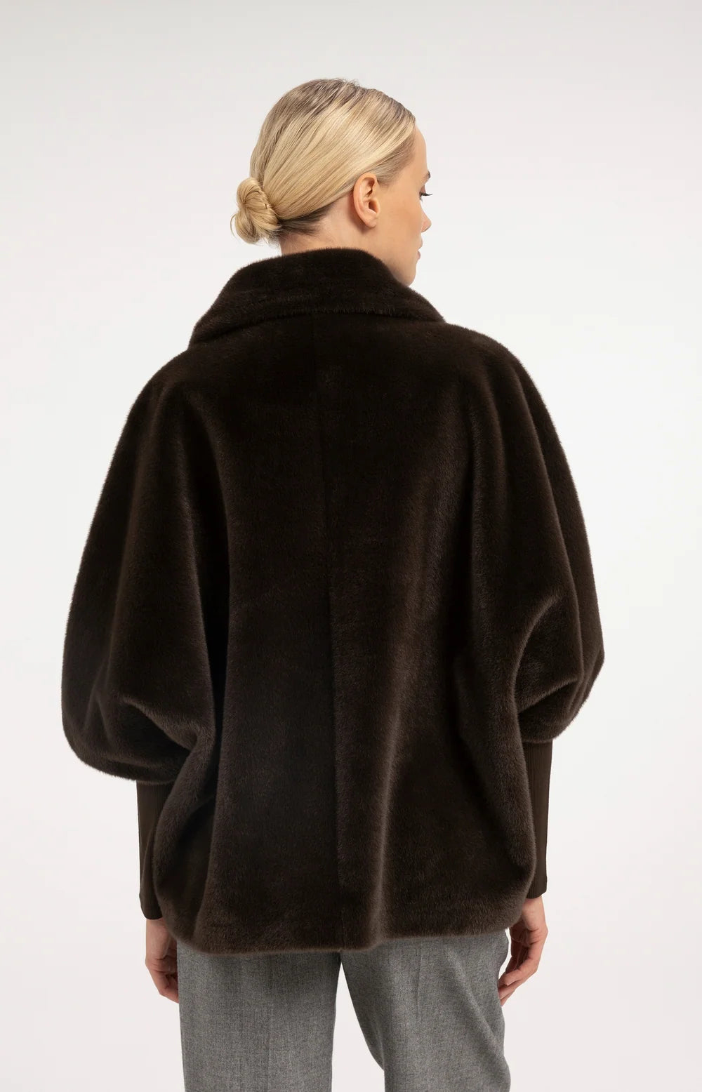 YAYA - Oversized Reversible Faux Fur Jacket in Delicioso Brown