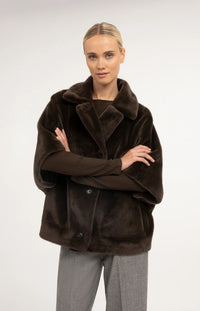 YAYA - Oversized Reversible Faux Fur Jacket in Delicioso Brown