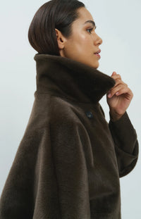 YAYA - Oversized Reversible Faux Fur Jacket in Delicioso Brown