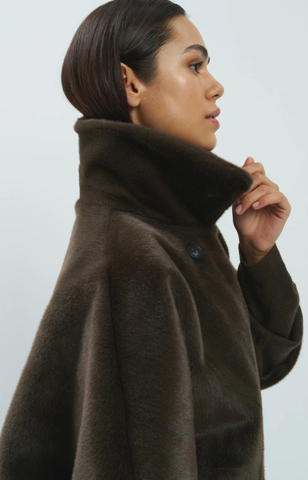YAYA - Oversized Reversible Faux Fur Jacket in Delicioso Brown