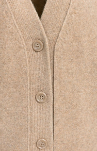 YAYA - Oversized Rib-Knit Cardigan in Dark Beige Melange