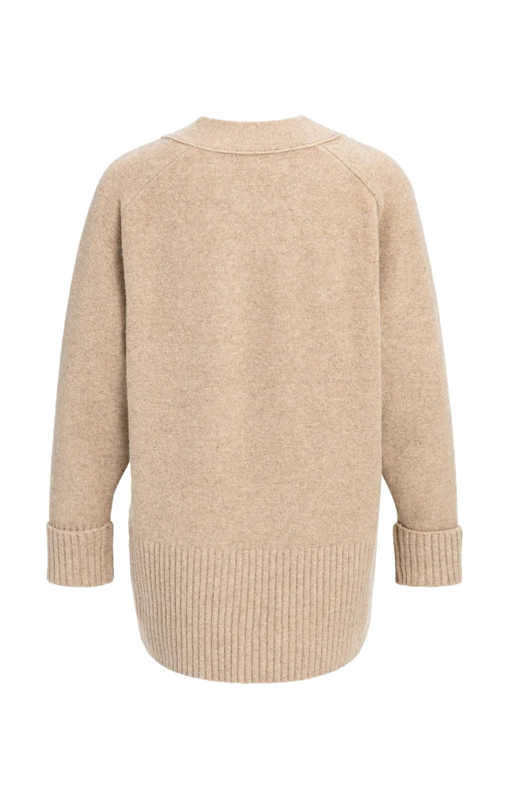 YAYA - Oversized Rib-Knit Cardigan in Dark Beige Melange