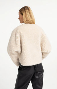 YAYA - Oversized Faux Fur Jacket in Bleached Sand Beige