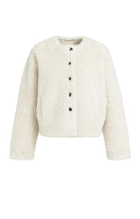 YAYA - Oversized Faux Fur Jacket in Bleached Sand Beige
