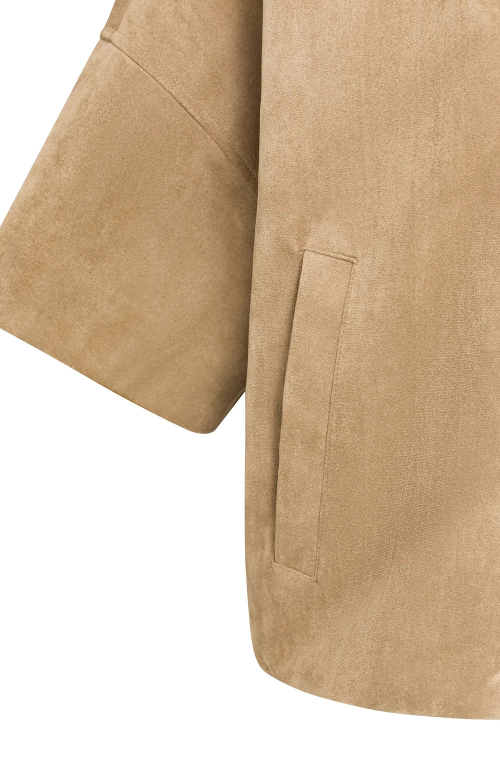YAYA - Oversized Short sleeve suedine jacket with balloon bottom hem - Otter Brown
