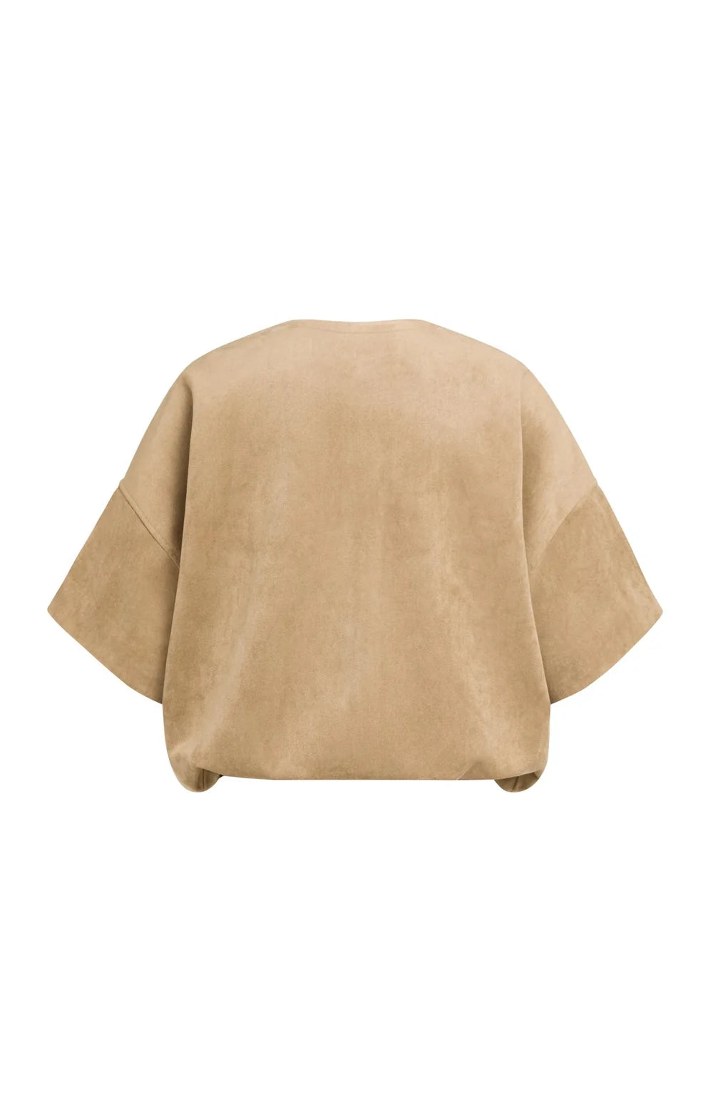 YAYA - Oversized Short sleeve suedine jacket with balloon bottom hem - Otter Brown