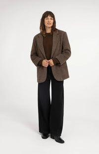 YAYA - Wool Mix Oversized Blazer Jacket with Fancy Closure Detail in Cocoa Brown