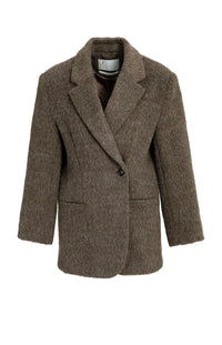 YAYA - Wool Mix Oversized Blazer Jacket with Fancy Closure Detail in Cocoa Brown