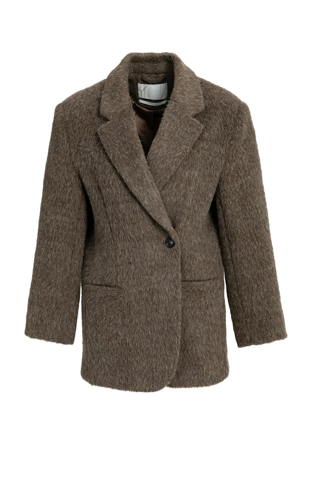 YAYA - Wool Mix Oversized Blazer Jacket with Fancy Closure Detail in Cocoa Brown