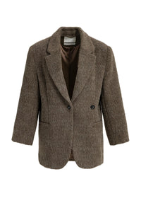 YAYA - Wool Mix Oversized Blazer Jacket with Fancy Closure Detail in Cocoa Brown