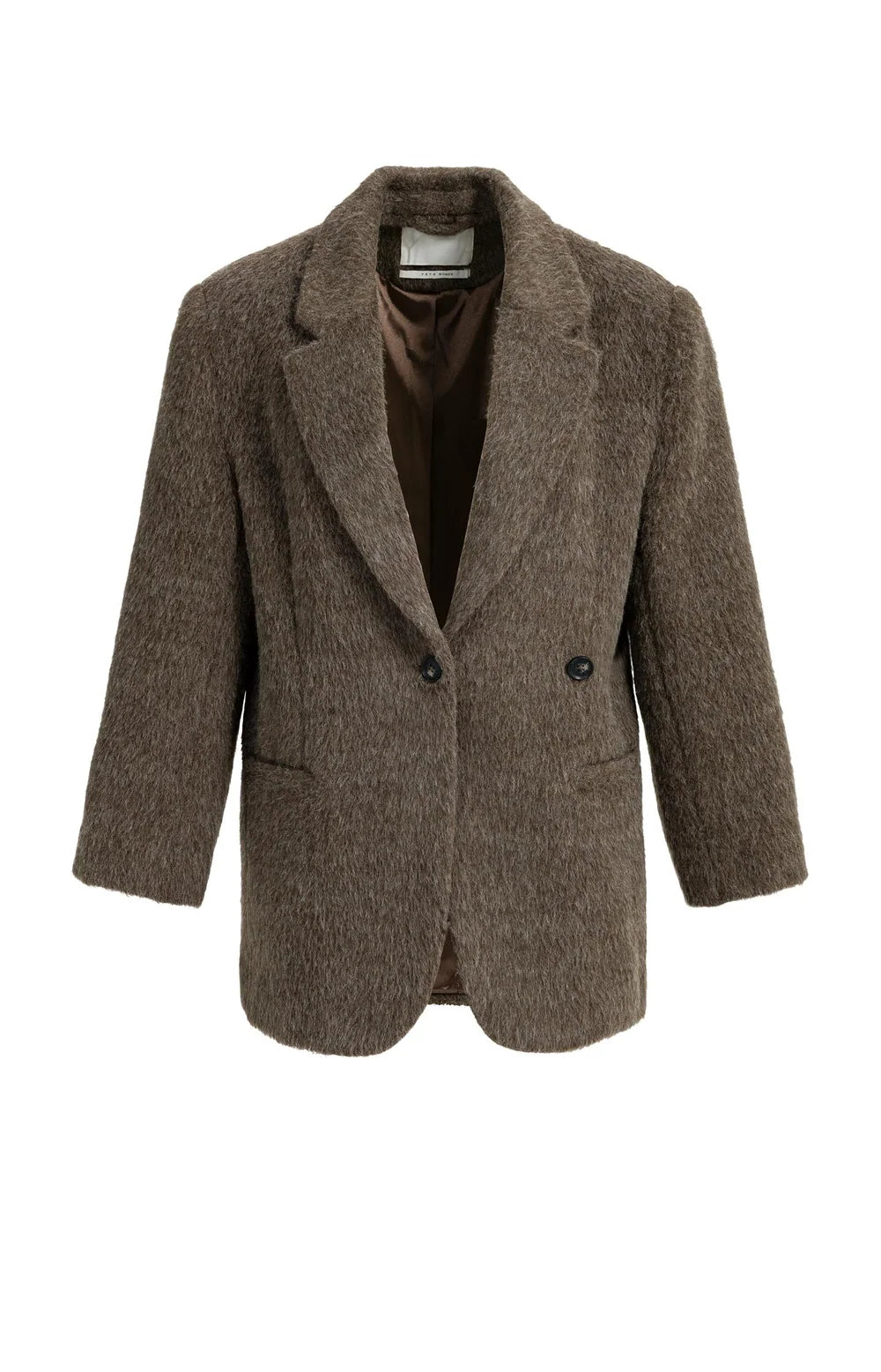 YAYA - Wool Mix Oversized Blazer Jacket with Fancy Closure Detail in Cocoa Brown