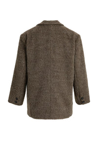 YAYA - Wool Mix Oversized Blazer Jacket with Fancy Closure Detail in Cocoa Brown