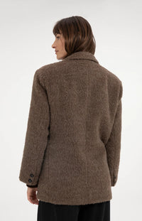 YAYA - Wool Mix Oversized Blazer Jacket with Fancy Closure Detail in Cocoa Brown