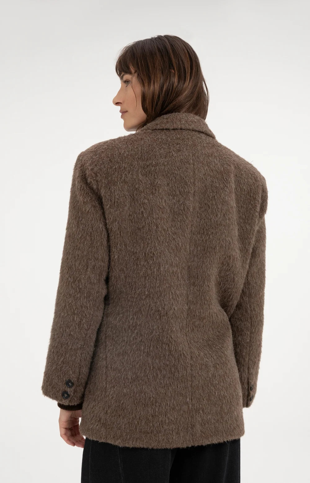 YAYA - Wool Mix Oversized Blazer Jacket with Fancy Closure Detail in Cocoa Brown
