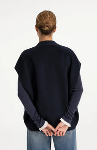 YAYA - Oversized Wool Blend Bodywarmer in Cat Black Melange