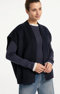 YAYA - Oversized Wool Blend Bodywarmer in Cat Black Melange