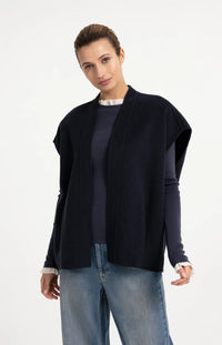 YAYA - Oversized Wool Blend Bodywarmer in Cat Black Melange