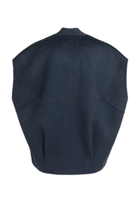 YAYA - Oversized Wool Blend Bodywarmer in Cat Black Melange