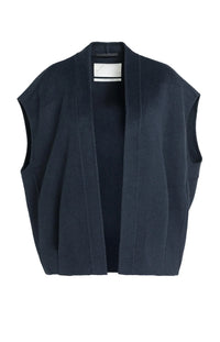 YAYA - Oversized Wool Blend Bodywarmer in Cat Black Melange