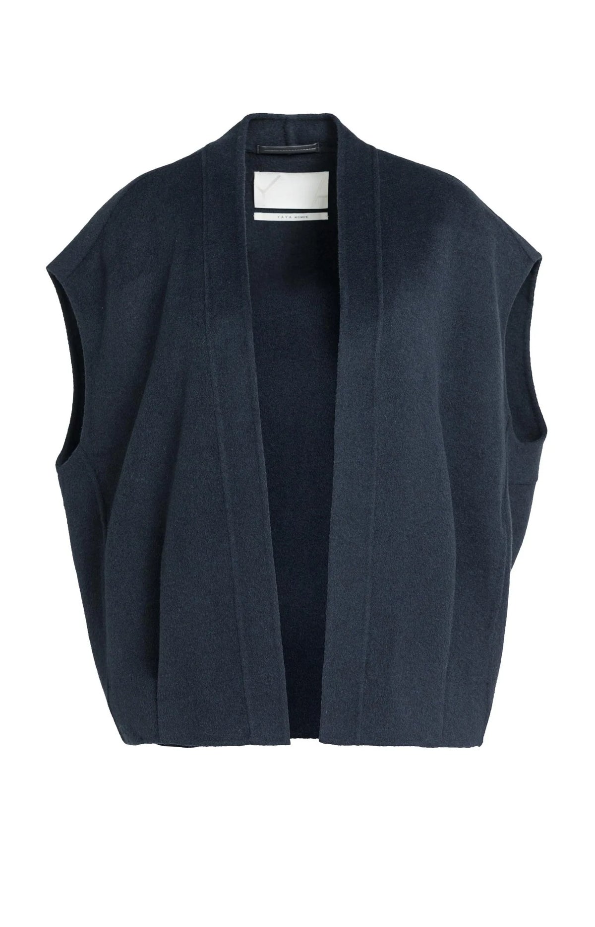 YAYA - Oversized Wool Blend Bodywarmer in Cat Black Melange