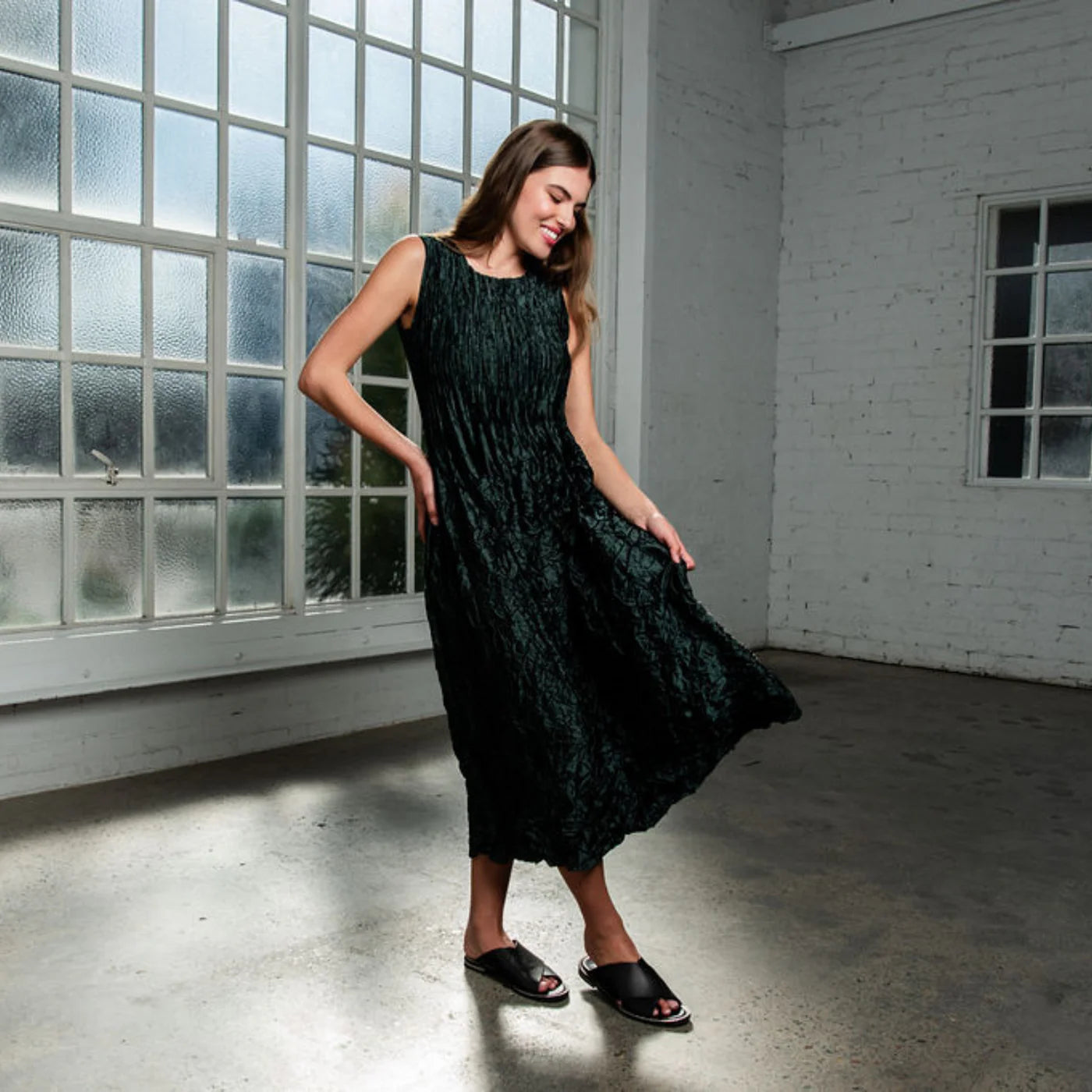 Alquema - Pippi Smash Dress in Metallic Forest