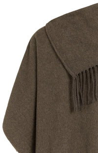 YAYA - Poncho with Fringes in Slate Black Brown