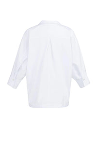 YAYA - Polo Collar Poplin Shirt in Pure White