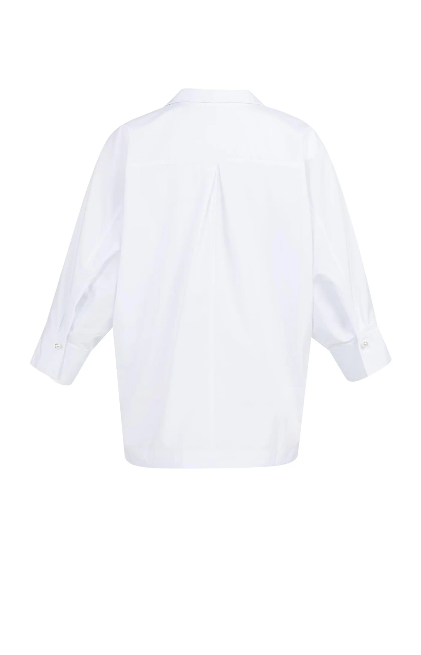 YAYA - Polo Collar Poplin Shirt in Pure White