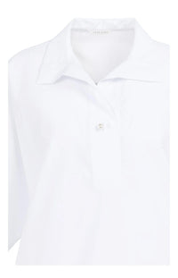 YAYA - Polo Collar Poplin Shirt in Pure White