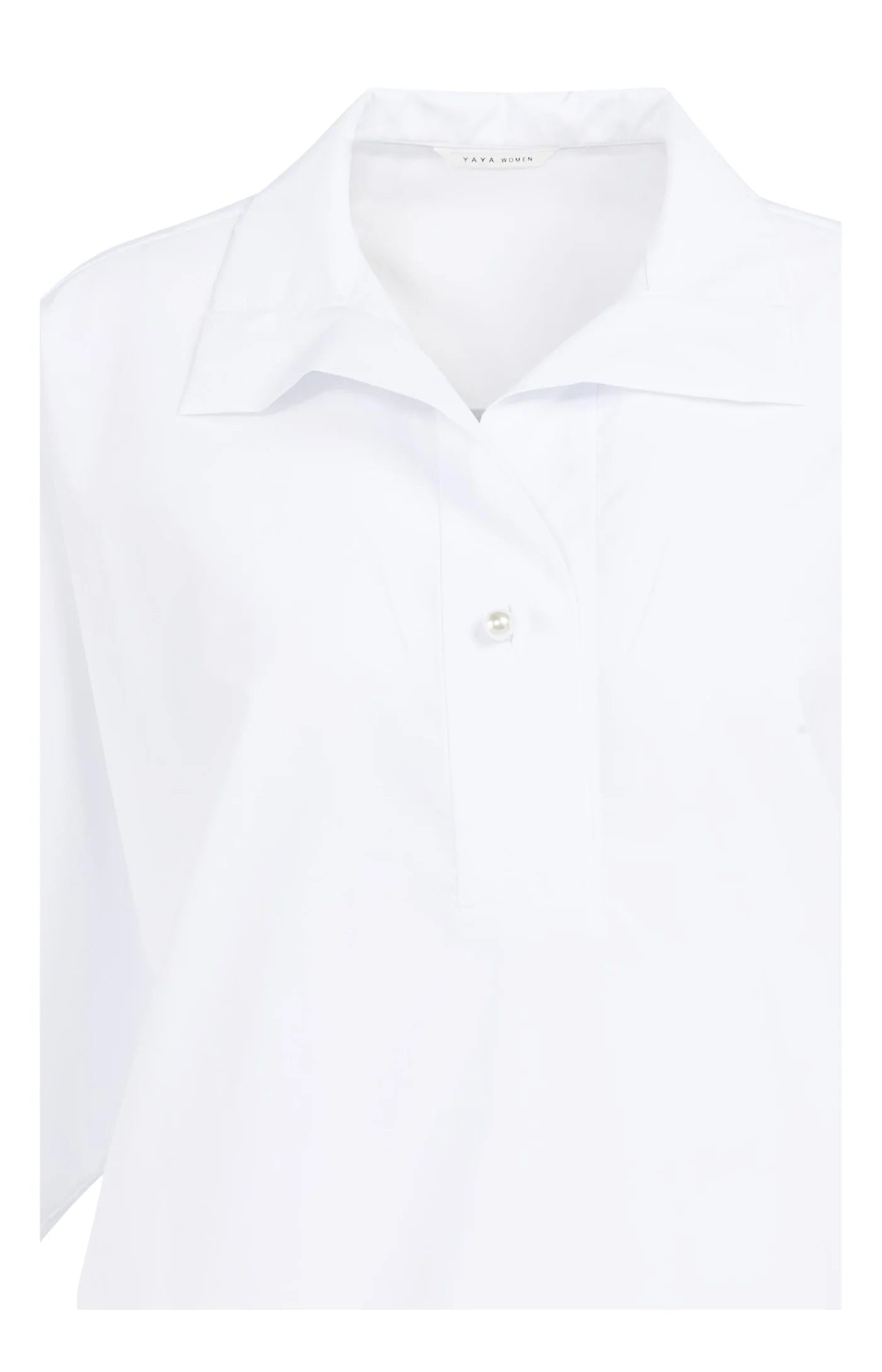YAYA - Polo Collar Poplin Shirt in Pure White
