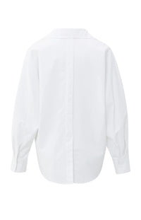 YAYA - Poplin Blouse with Polo Collar in Pure White