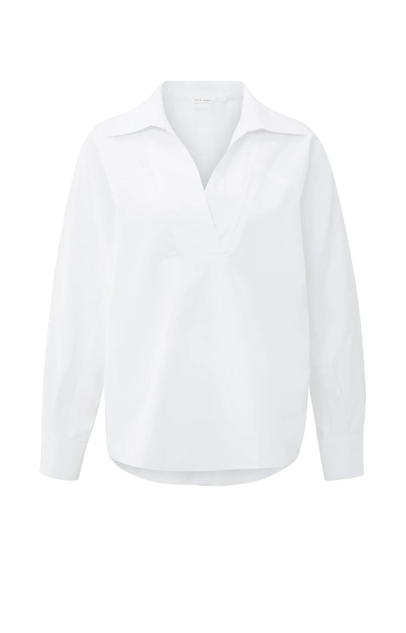 YAYA - Poplin Blouse with Polo Collar in Pure White