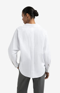 YAYA - Poplin Blouse with Polo Collar in Pure White