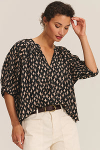 Velvet - Harmony - Printed Cotton Blend Blouse in Nightfall