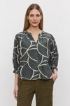 Velvet - Betty - Printed Silk Cotton Voile Top in Airbrush