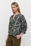 Velvet - Betty - Printed Silk Cotton Voile Top in Airbrush